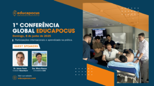 Banner oficial da 1ª Conferência Global Educapocus sobre POCUS, com data e local do evento.